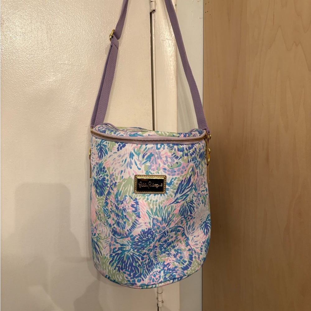 Lilly Pulitzer Purple and Blue Cooler Bag with Floral Design